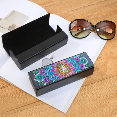 Blue and Red Mandala Leather Glasses Storage Case Diamond Painting Kits STOBOX310