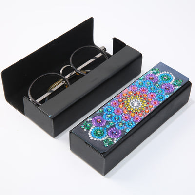 Blue and Red Mandala Leather Glasses Storage Case Diamond Painting Kits STOBOX310