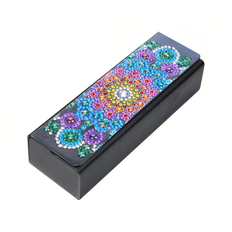 Blue and Red Mandala Leather Glasses Storage Case Diamond Painting Kits STOBOX310