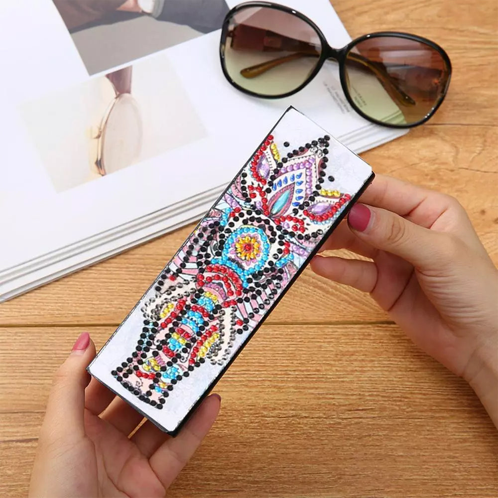 Colorful Abstract Elephant Leather Glasses Storage Case Diamond Painting Kits STOBOX312