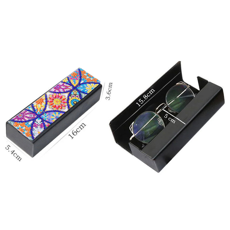 Colorful Retro Mandala Leather Glasses Storage Case Diamond Painting Kits STOBOX315