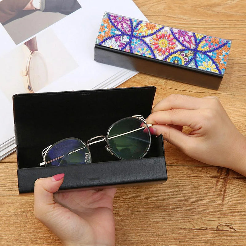 Colorful Retro Mandala Leather Glasses Storage Case Diamond Painting Kits STOBOX315