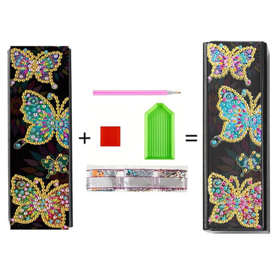 Flying Butterfly Leather Glasses Storage Case Diamond Painting Kits STOBOX316