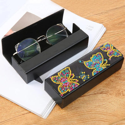 Flying Butterfly Leather Glasses Storage Case Diamond Painting Kits STOBOX316