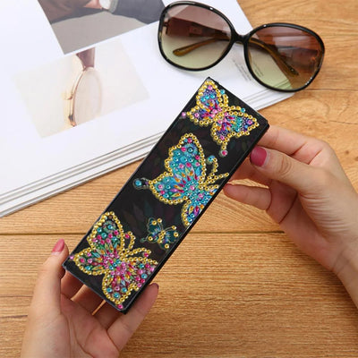 Flying Butterfly Leather Glasses Storage Case Diamond Painting Kits STOBOX316