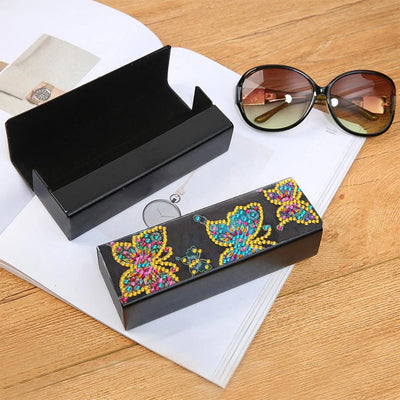 Flying Butterfly Leather Glasses Storage Case Diamond Painting Kits STOBOX316