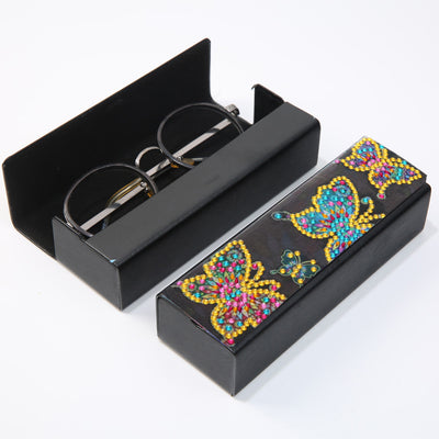 Flying Butterfly Leather Glasses Storage Case Diamond Painting Kits STOBOX316