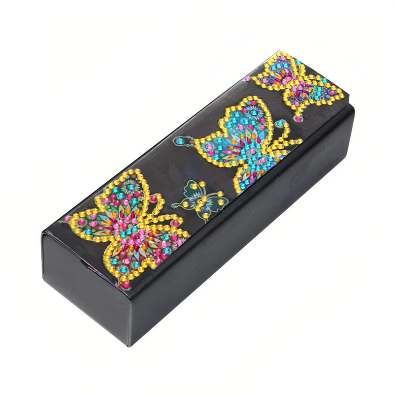 Flying Butterfly Leather Glasses Storage Case Diamond Painting Kits STOBOX316