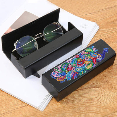 Colorful Peacock Leather Glasses Storage Case Diamond Painting Kits STOBOX317