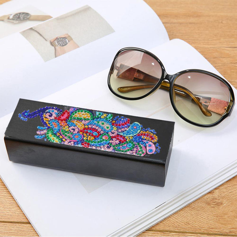 Colorful Peacock Leather Glasses Storage Case Diamond Painting Kits STOBOX317