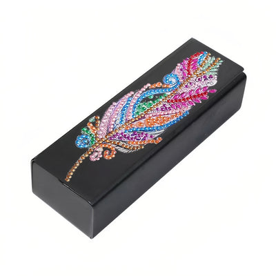 Colorful Feather Leather Glasses Storage Case Diamond Painting Kits STOBOX318