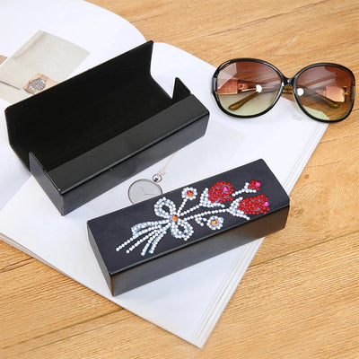 Red Roses Leather Glasses Storage Case Diamond Painting Kits STOBOX319