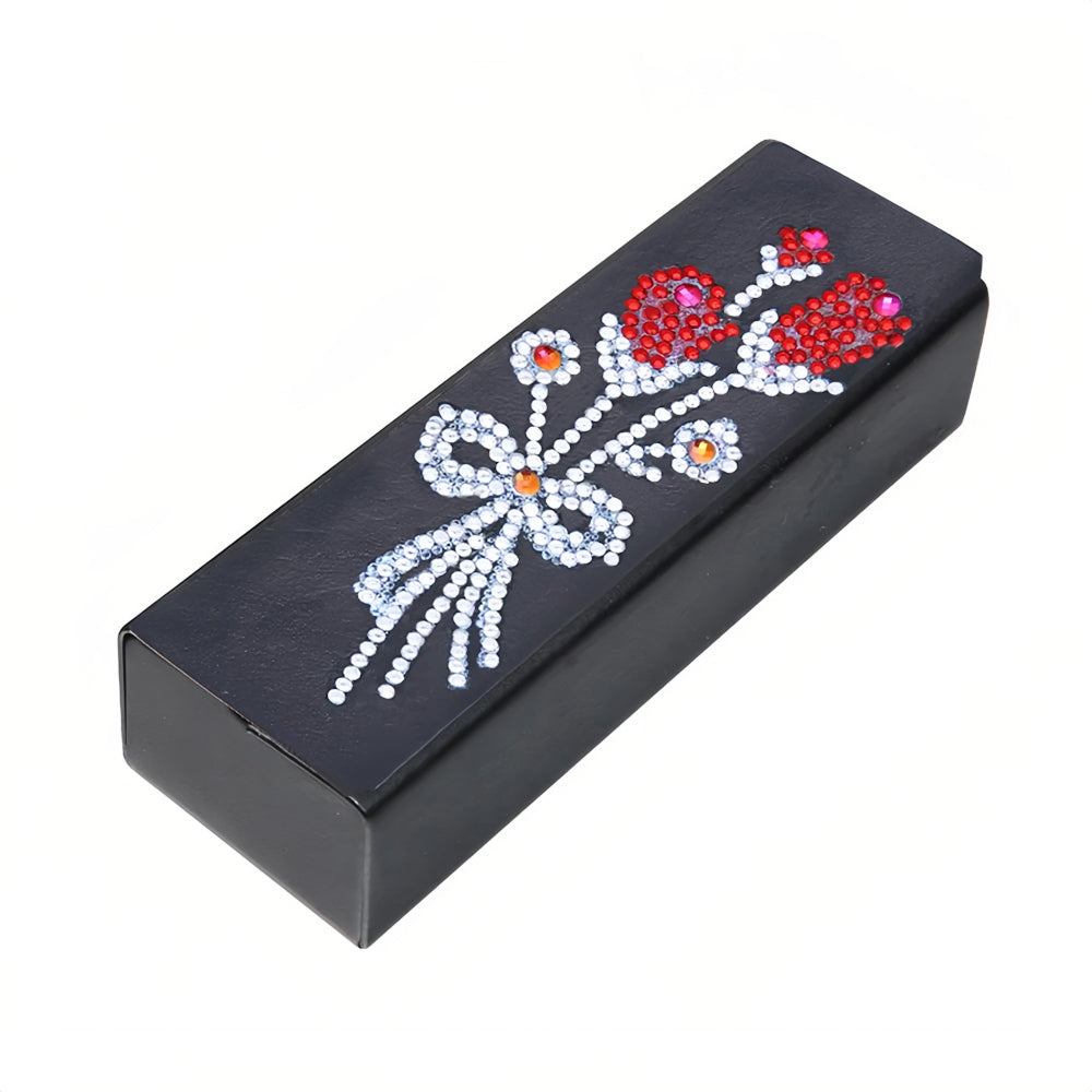 Red Roses Leather Glasses Storage Case Diamond Painting Kits STOBOX319
