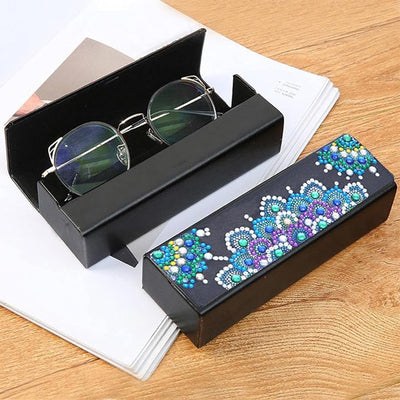 Blue Mandala Leather Glasses Storage Case Diamond Painting Kits STOBOX320