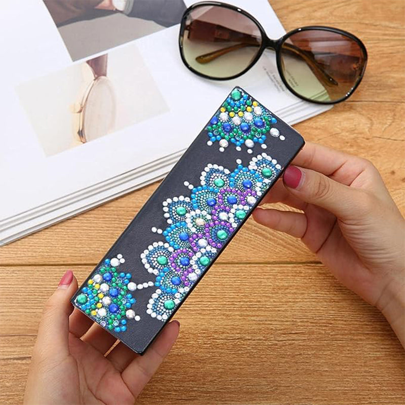 Blue Mandala Leather Glasses Storage Case Diamond Painting Kits STOBOX320