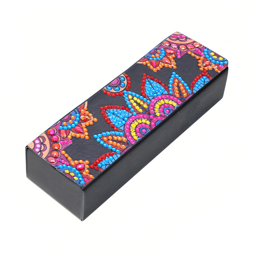 Red Mandala Leather Glasses Storage Case Diamond Painting Kits STOBOX321