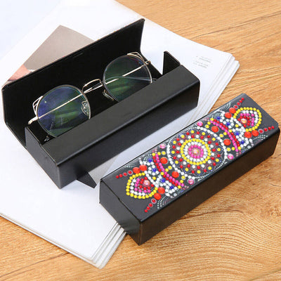 Red Mandala Leather Glasses Storage Case Diamond Painting Kits STOBOX325