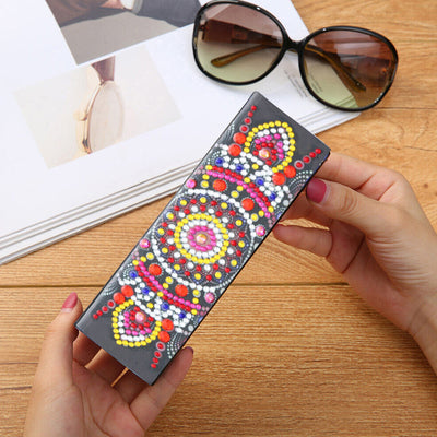 Red Mandala Leather Glasses Storage Case Diamond Painting Kits STOBOX325