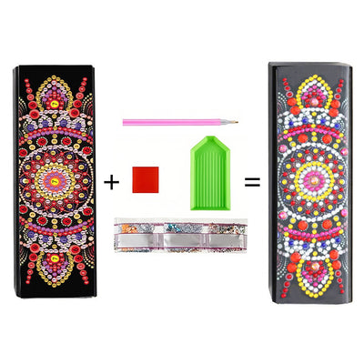 Red Mandala Leather Glasses Storage Case Diamond Painting Kits STOBOX325