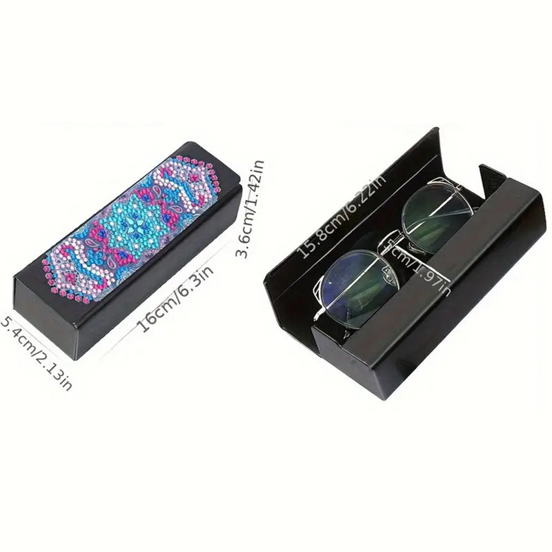 Blue Star Mandala Leather Glasses Storage Case Diamond Painting Kits STOBOX326