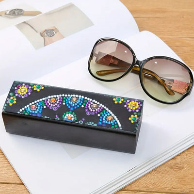 Semicircle Pattern Leather Glasses Storage Case Diamond Painting Kits STOBOX327