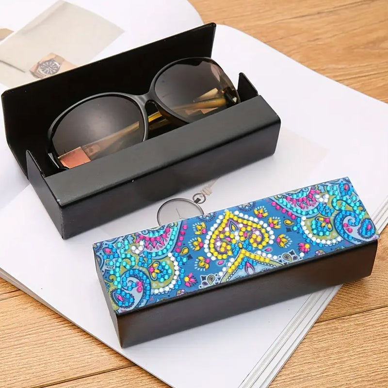 Yellow Heart Mandala Leather Glasses Storage Case Diamond Painting Kits STOBOX329