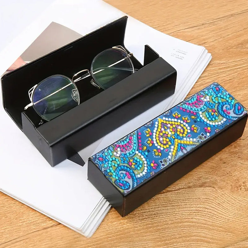 Yellow Heart Mandala Leather Glasses Storage Case Diamond Painting Kits STOBOX329