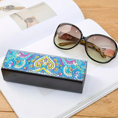 Yellow Heart Mandala Leather Glasses Storage Case Diamond Painting Kits STOBOX329