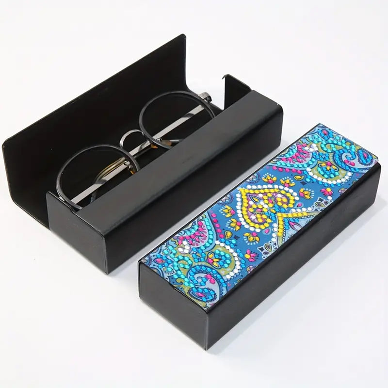 Yellow Heart Mandala Leather Glasses Storage Case Diamond Painting Kits STOBOX329