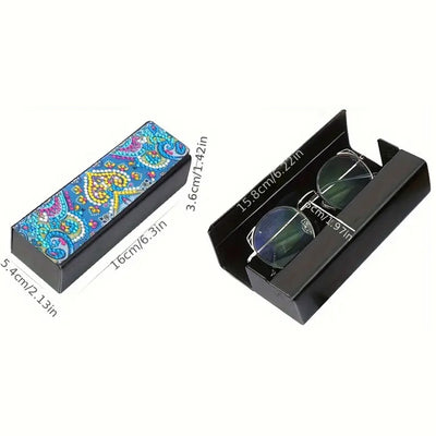 Yellow Heart Mandala Leather Glasses Storage Case Diamond Painting Kits STOBOX329