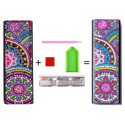 Purple Flower Mandala Leather Glasses Storage Case Diamond Painting Kits STOBOX330