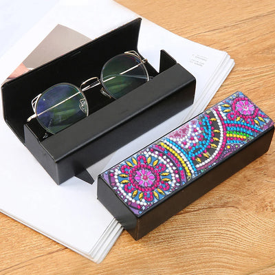 Purple Flower Mandala Leather Glasses Storage Case Diamond Painting Kits STOBOX330