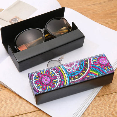 Purple Flower Mandala Leather Glasses Storage Case Diamond Painting Kits STOBOX330