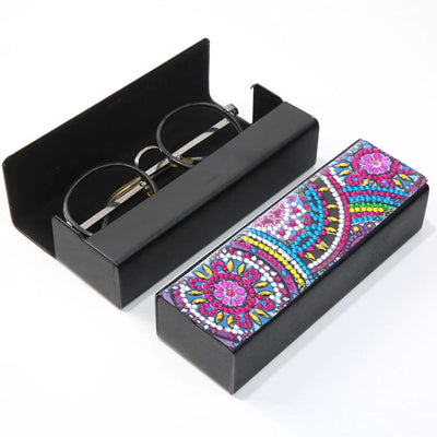 Purple Flower Mandala Leather Glasses Storage Case Diamond Painting Kits STOBOX330