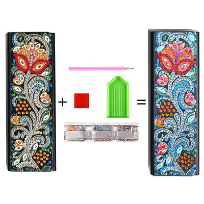 Abstract Red Flower Leather Glasses Storage Case Diamond Painting Kits STOBOX332