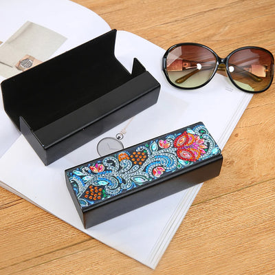 Abstract Red Flower Leather Glasses Storage Case Diamond Painting Kits STOBOX332