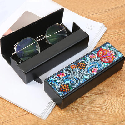 Abstract Red Flower Leather Glasses Storage Case Diamond Painting Kits STOBOX332