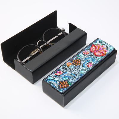 Abstract Red Flower Leather Glasses Storage Case Diamond Painting Kits STOBOX332