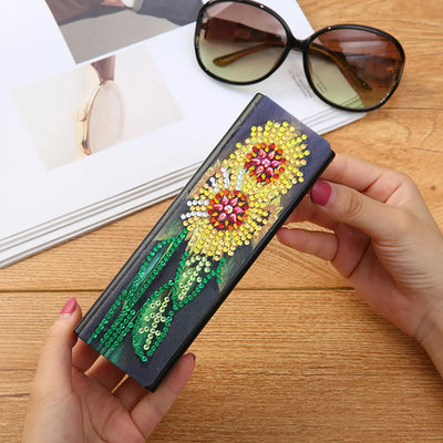 Two Sunflowers Leather Glasses Storage Case Diamond Painting Kits STOBOX335