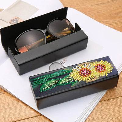 Two Sunflowers Leather Glasses Storage Case Diamond Painting Kits STOBOX335