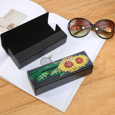 Two Sunflowers Leather Glasses Storage Case Diamond Painting Kits STOBOX335