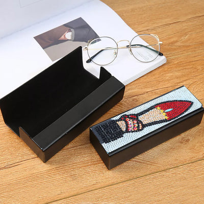 Red Lipstick Leather Glasses Storage Case Diamond Painting Kits STOBOX336