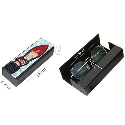 Red Lipstick Leather Glasses Storage Case Diamond Painting Kits STOBOX336