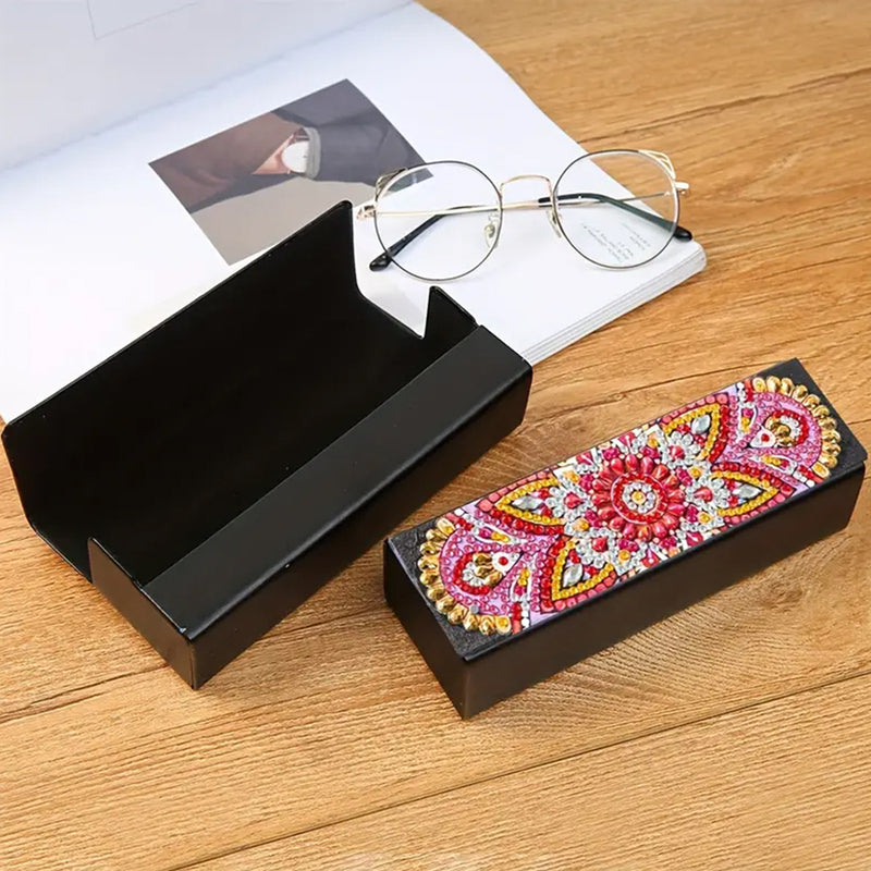 Red Mandala Leather Glasses Storage Case Diamond Painting Kits STOBOX339