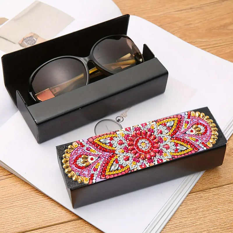 Red Mandala Leather Glasses Storage Case Diamond Painting Kits STOBOX339