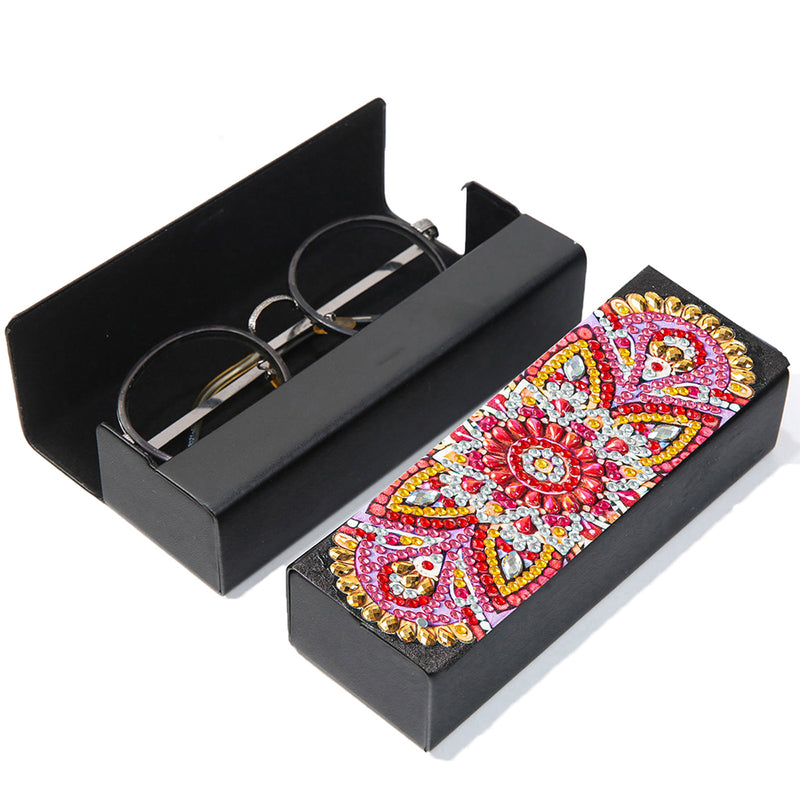 Red Mandala Leather Glasses Storage Case Diamond Painting Kits STOBOX339