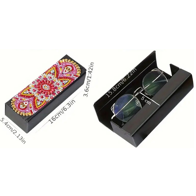 Red Mandala Leather Glasses Storage Case Diamond Painting Kits STOBOX339