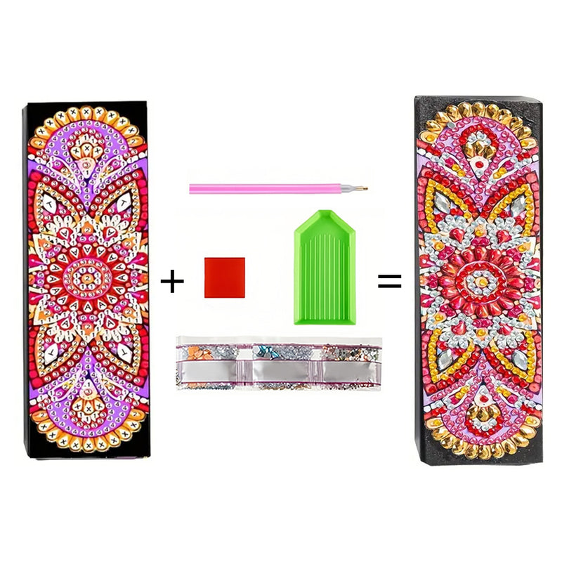 Red Mandala Leather Glasses Storage Case Diamond Painting Kits STOBOX339