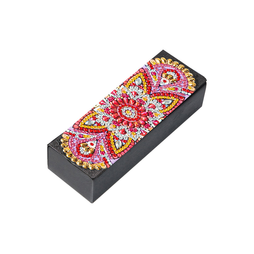Red Mandala Leather Glasses Storage Case Diamond Painting Kits STOBOX339