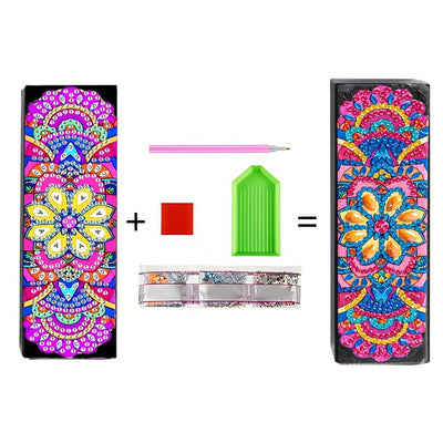 Red and Blue Mandala Leather Glasses Storage Case Diamond Painting Kits STOBOX340